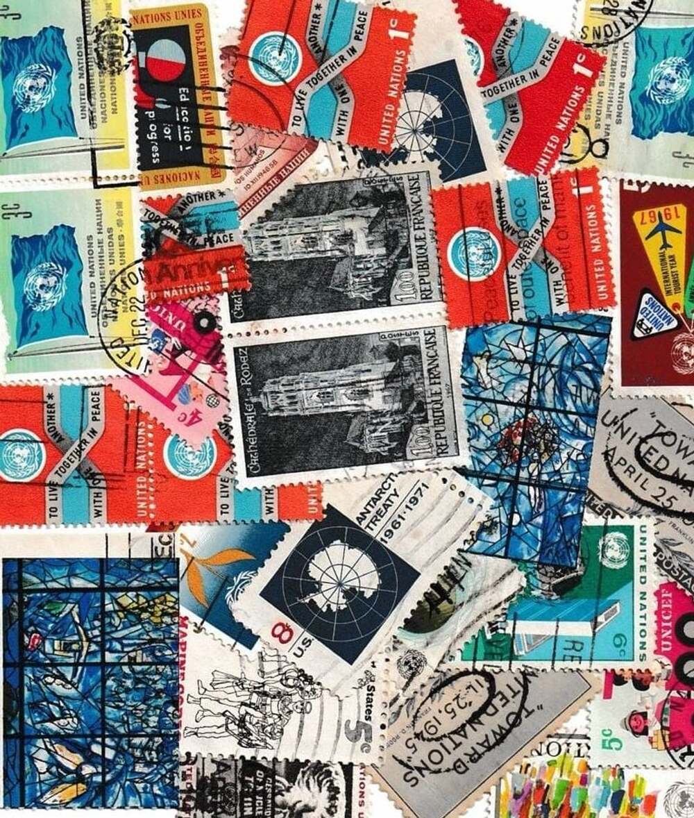 Vintage United Nations and International Postage Stamp Collection Assortment